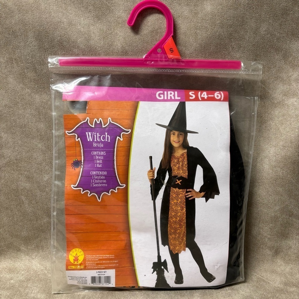 Witch Bruja Girl's Medium Large Black Orange 3 Pc.
Halloween Theatre Costume